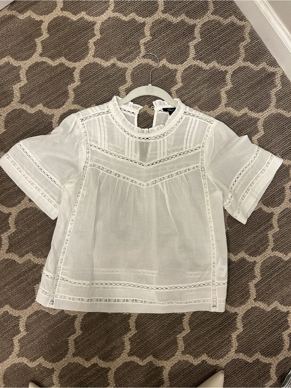 Rails White Eyelet Pintuck Lace Trim Blouse